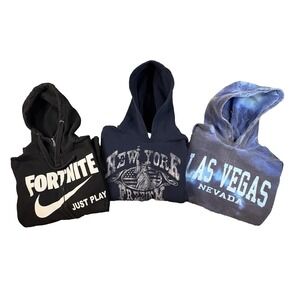 MIXED LOT OF 3 Men's M Various Brand Hoodies Fortnite/New York/Las Vegas SEE DES